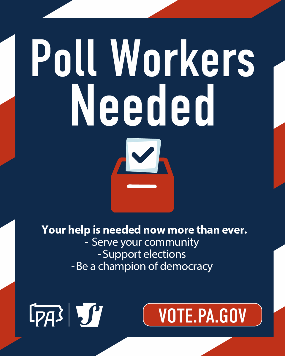 PAStateDept's tweet photo. The more you know about elections, the more confidence you have in the integrity of the process. Consider serving your community as a poll worker: https://t.co/ST54IRpMSs https://t.co/mKeRiTTmZ7