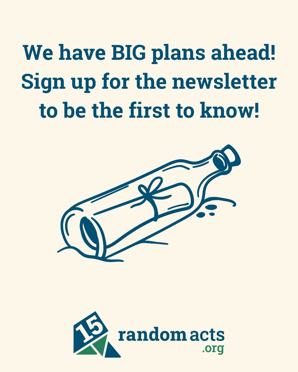 RandomActsOrg's tweet photo. There are BIG plans ahead for Random Acts! Subscribe to our newsletter to be the first to know what's going on! Follow the link to sign up! https://t.co/lTWrHoEDu9 https://t.co/0sQSSGKAQO
