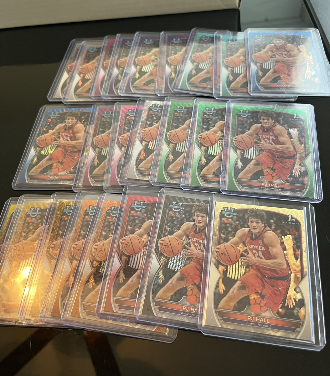 BardenCollects's tweet photo. Hobby fam!
I need your help finding this PJ Hall red shimmer /10 out of 2022-23 Bowman Chrome U. I have both 1/1s & the red /5. The Juju is just for reference. Help me complete the rainbow!!
RTs appreciated!
#sportscards #thehobby #pjhall https://t.co/i58T5gPJ7D
