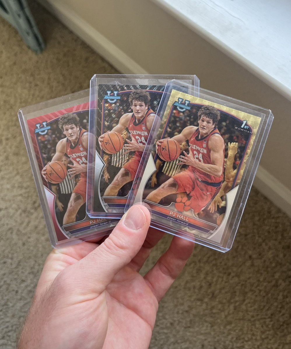 BardenCollects's tweet photo. Hobby fam!
I need your help finding this PJ Hall red shimmer /10 out of 2022-23 Bowman Chrome U. I have both 1/1s & the red /5. The Juju is just for reference. Help me complete the rainbow!!
RTs appreciated!
#sportscards #thehobby #pjhall https://t.co/i58T5gPJ7D
