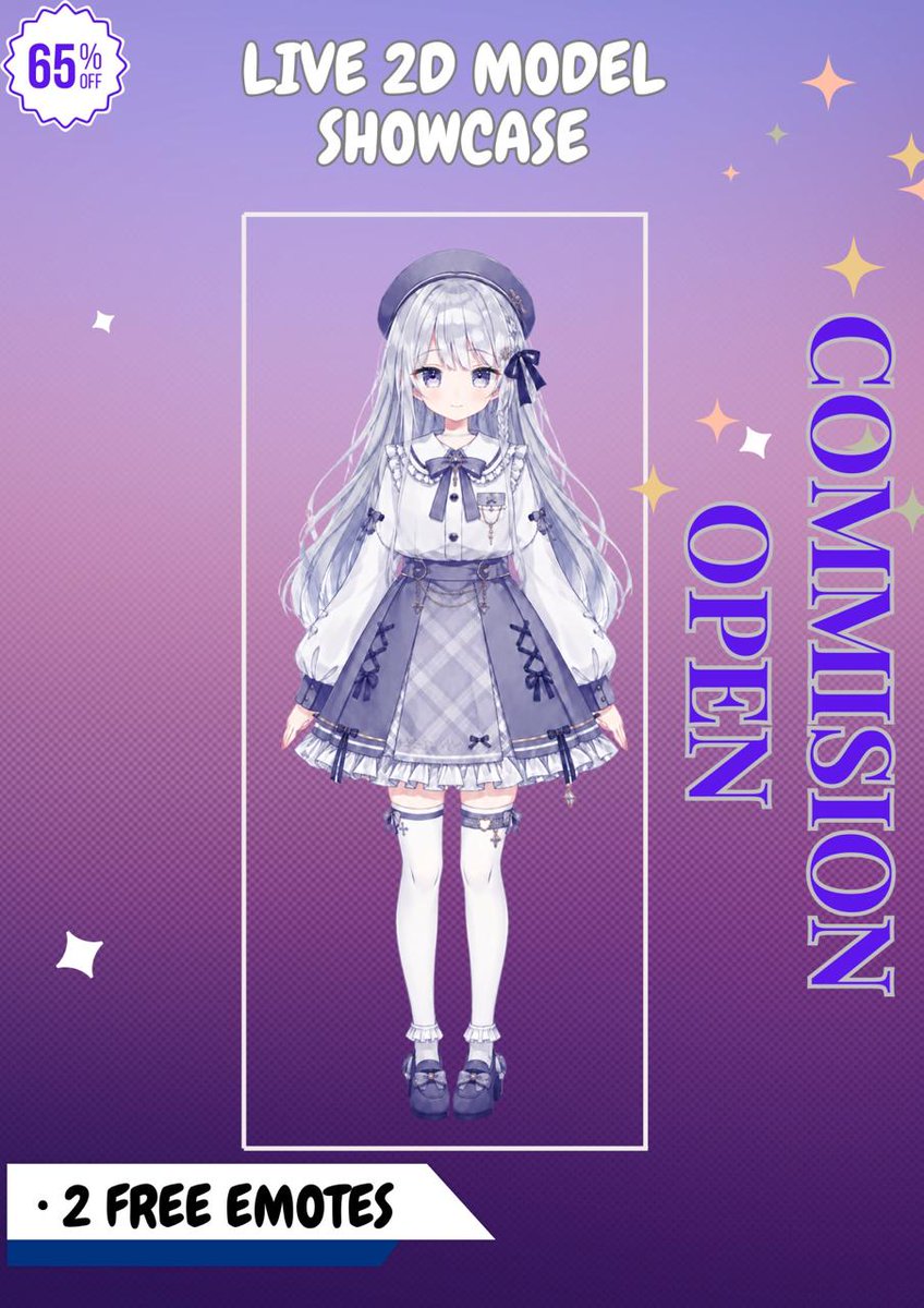 Jass_vtu's tweet photo. Live2D model commissions are open.

65% OFF + 2 FREE emotes included  Grab your slot before it’s gone

#Live2D #VTuber #VTuberCommissions #Live2DArtist https://t.co/Nh5bU54uAy