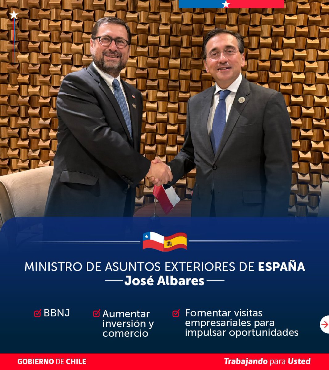 Minrel_Chile's tweet photo. 🇪🇸🇮🇱 El canciller Francisco Pérez Mackenna sostuvo reuniones bilaterales con sus pares de España e Israel, fortaleciendo el diálogo y la cooperación durante su visita a Colombia. https://t.co/nWnIjCCMVW