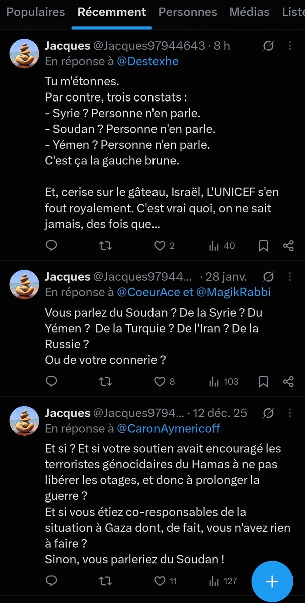 RobertDeMeuse's tweet photo. @Jacques97944643 @Destexhe Petit tour sur votre compte :
Vous ne parlez jamais de ces pays, sinon pour détourner l'attention de la Palestine.  
Par ailleurs, vous soutenez l'antisémite Erik Tegner. 
Vous êtes un bot d'extrême droite, Jacques https://t.co/8sPh5sSi9a