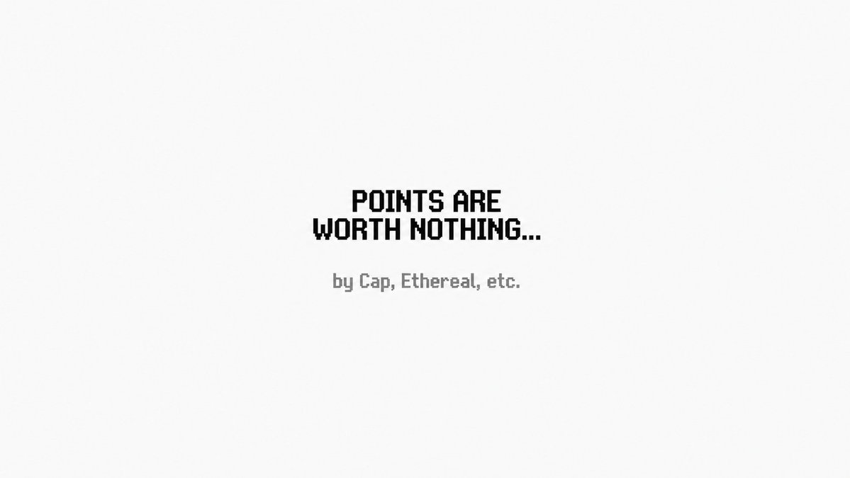 l1nnno's tweet photo. "Points are worth nothing..." Cap, Ethereal, etc 1/2

I decided to discuss this topic because recently we’ve started running into cases where point programs are being ignored in every possible way as the product develops, or they simply “reward” you with 0 in your pocket for it.

It feels like we’re now at a final stage that shows projects are taking point programs less and less seriously, and also the people who provide the project with TVL, i.e. capital for the project to use. We end up with a real asymmetry: the project’s capital is “real”, while points are an obligation that sits on us.

The capital that people bring at an early stage of a project’s development gives the project the ability to place it in Tier 1 venues to get “risk-free” yields, thereby making profit that allows them to pay the team and cover development expenses. For example, projects without investment rounds in particular — Terminal Finance, Ethereal — we deposit in pre-seasons to get points in exchange for giving the team the ability to earn money to develop the product.

Many projects think “you didn’t lose anything” — but in a world with high inflation we do lose: the risk-free rate (let’s take ~4–5% from AAVE as a baseline), the smart-contract risk premium that we took on for free, and months of locked capital during a season when there were other opportunities to deploy capital.

The practical takeaway: the point system hasn’t “died”, but a new rule is emerging — farm projects and bring TVL only to those that have a “price”. And dilute that with fixed yield — something you can definitely “touch”, rather than just farming points.