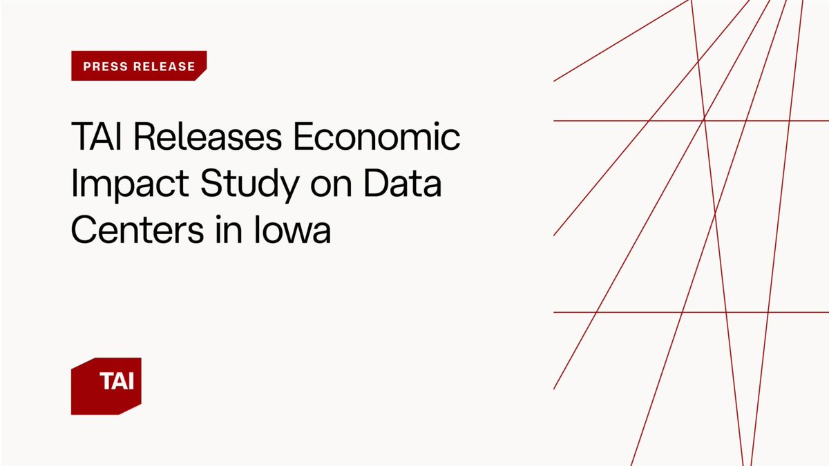 growingIA's tweet photo. The Technology Association of Iowa released the Economic Impact study on Data Centers in Iowa. They found that data centers support 9,139 jobs annually, generate $828 million dollars in labor income, contribute $1.6 billion in value added, and drive $3 billion in total output each year. https://t.co/vXIDHUfUZ1