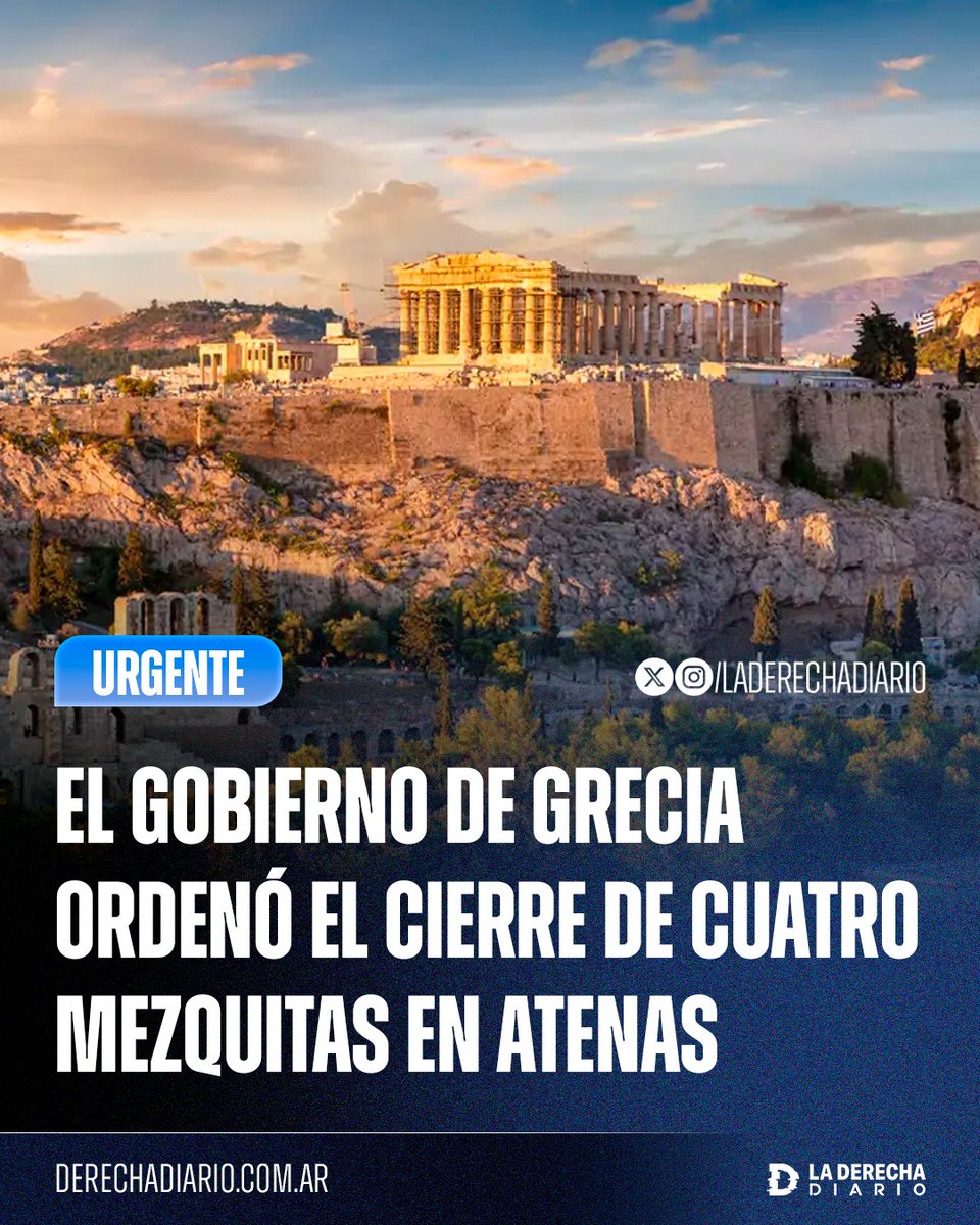 laderechadiario's tweet photo. 🚨🇬🇷☪️ | EXCELENTE MEDIDA: El ministro de Migración y Asilo de Grecia, Thanos Plevris, anunció el cierre de cuatro mezquitas que operaban ilegalmente en Atenas y anticipó que buscarán clausurar hasta 60 sitios de culto islámico en la capital, con el objetivo de combatir el avance de la cultura islámica que invadió el país.