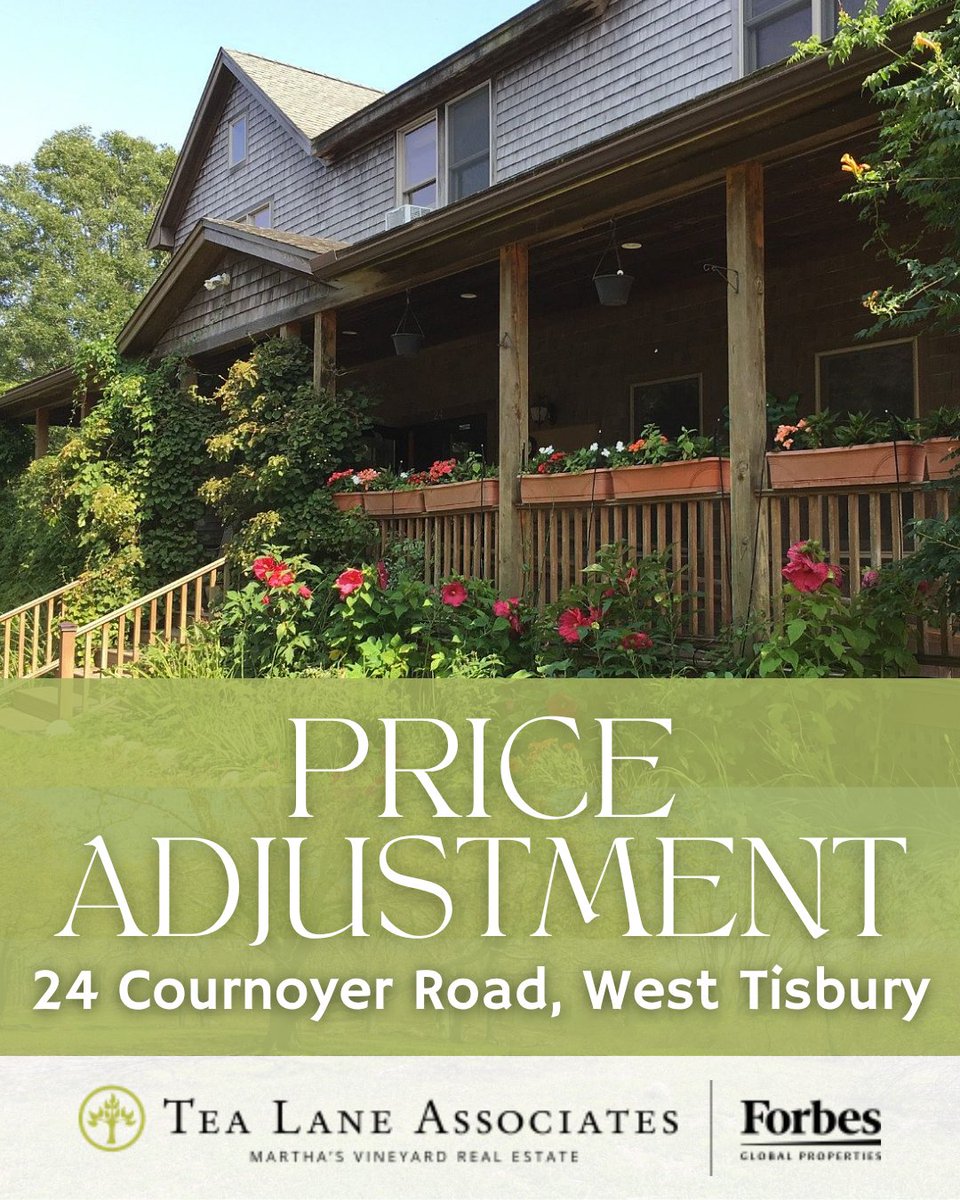 TeaLaneMV's tweet photo. SIGNIFICANT PRICE REDUCTION — $500,000

Now offered at $2,495,000, 24 Cournoyer Road is a rare mixed-use opportunity in West Tisbury.

Learn more: https://t.co/pIAOh1Hy0t https://t.co/MvewthSlaj
