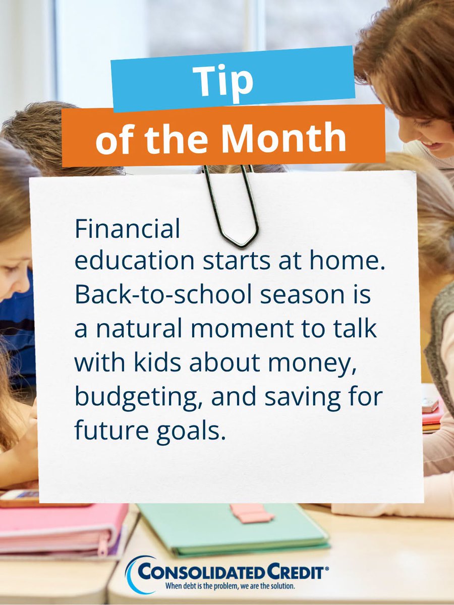 ConsolidatedUS's tweet photo. 🗣️Learn &amp; earn!🙌Enter #TipOfTheMonth contest for chance to win a $50 Amazon eGift Card. ❤️Like, tag besties, share post. 

💡Use our free back-to-school spending planner to set your shopping budget:https://t.co/HSiO2bwRnQ #WINMONEY #ConsolidatedCredit #DebtSucks ☎️1-844-450-1789 https://t.co/8jpdf6Ik3I