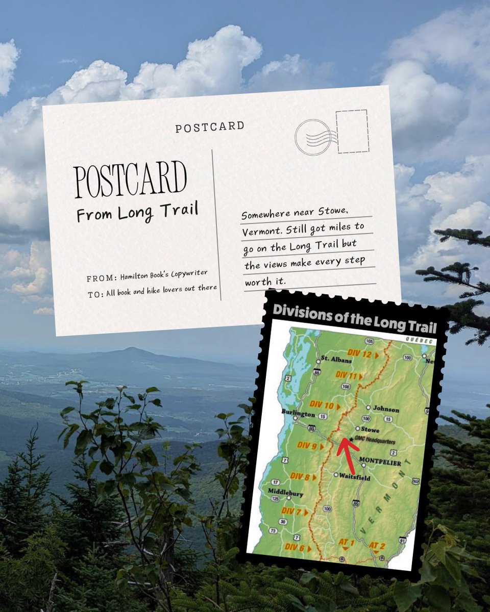 Hamilton_Book's tweet photo. An Edward R. Hamilton, Bookseller Co. copywriter is currently on an amazing 4-week hiking excursion! He is hiking the Long Trail, which runs from the Vermont/Canadian border all the way down to Western Massachusetts in North Adams, Massachusetts.  A 273 mile hike! He's had to battle some heavy rains along the way but also has enjoyed some amazing scenery, while enjoying the company of many other adventurers during his travels. Oh and this is not his first trek, as he completed the entire Appalachian Trail (nearly 2,200 miles!) a couple years ago!

This employee is part of our copy-writing team at Hamilton's, contributing to many of the written summaries for our products as well as several other important tasks he does for us. Although we miss him while he's out, we are all rooting him on and watching his progress each day. We'll keep you updated as he updates us!