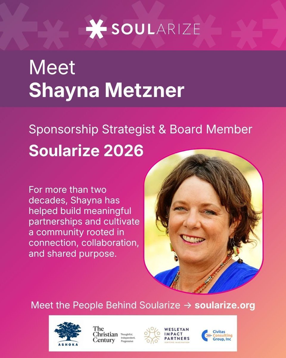 SpencerBurke's tweet photo. Meet the people behind Soularize.

For more than two decades, Shayna Metzner has helped cultivate the partnerships that make this community possible.

#Soularize2026 https://t.co/ZLBmmDj36n