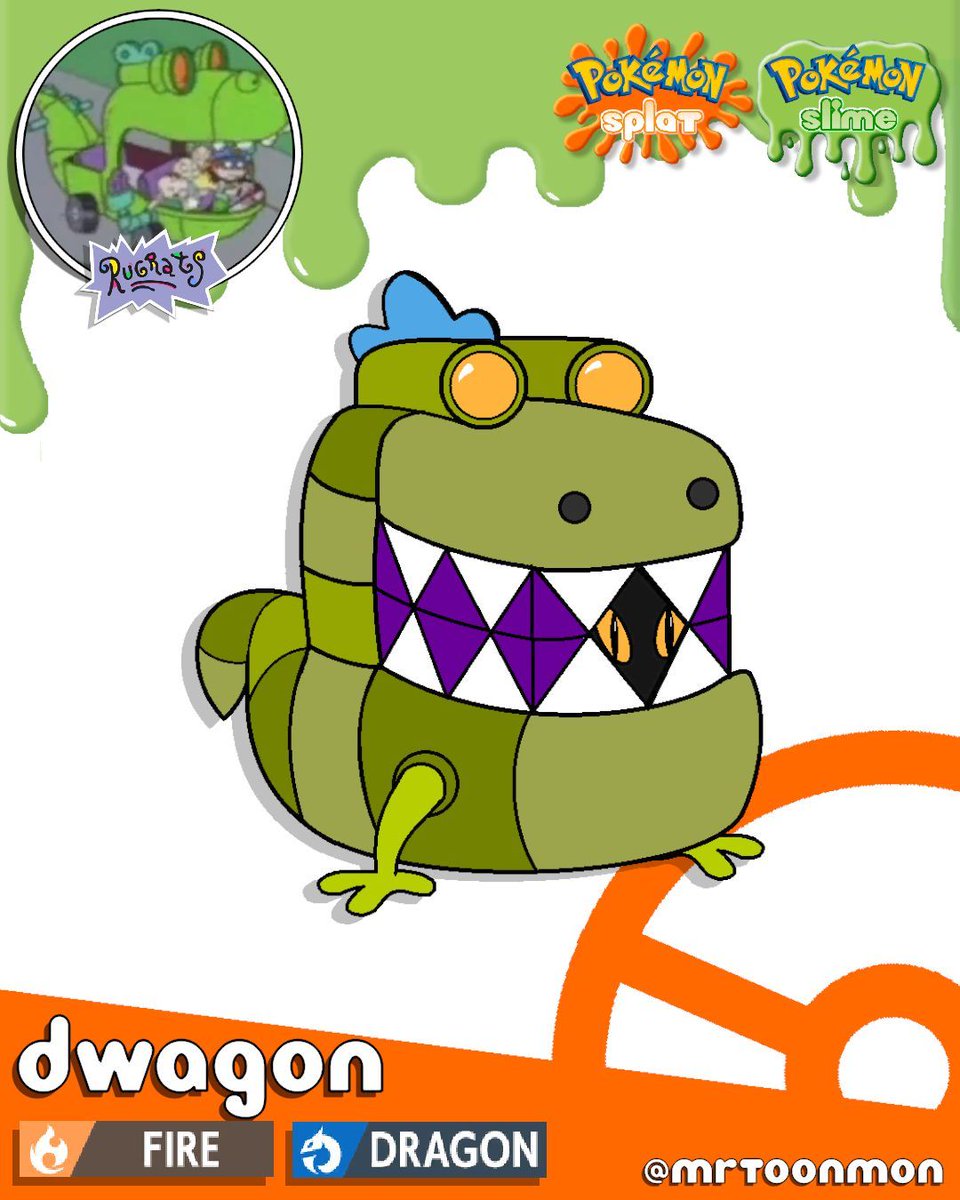MrToonmon's tweet photo. It's the Reptar Wagon! I didn't want to give it wheels, so I let its arms stick out and made it canon that it can slide.
#fakemon #nickelodeon https://t.co/eskhH7t5TC