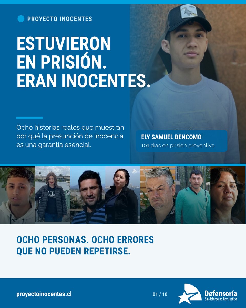 DPP_Maule's tweet photo. Ocho personas. Ocho historias que muestran las consecuencias de un error en el sistema penal.
La presunción de inocencia, el debido proceso y derecho a defensa son garantías esenciales para todas las personas.

Conoce más historias en https://t.co/JbUyfsf8xd
#DefensaPenalPública https://t.co/YMskyrIaGc