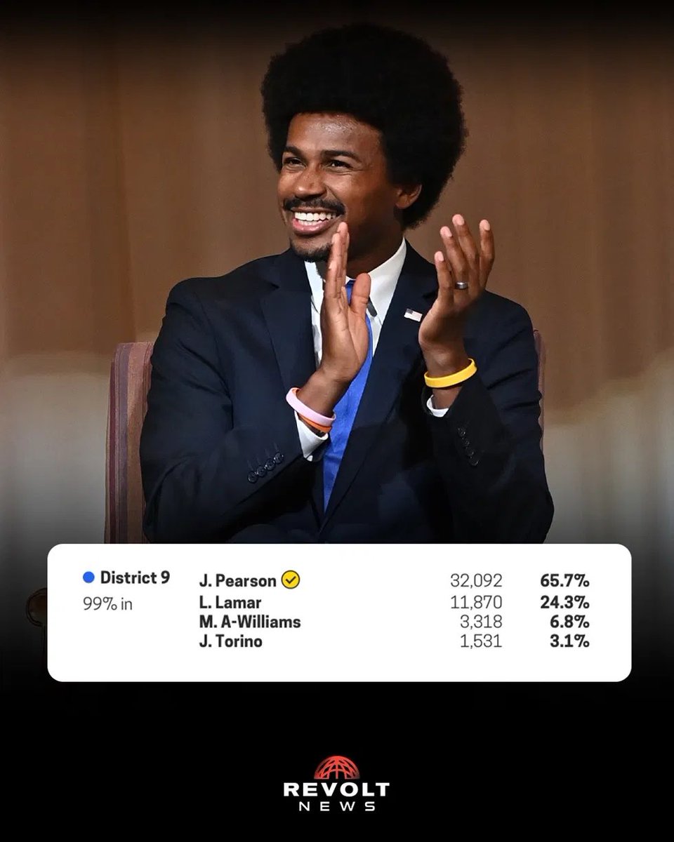 revoltblacknews's tweet photo. Justin Pearson has won the Democratic primary for Tennessee's redrawn 9th District, beating London Lamar, and will now face Trump-endorsed Brent Taylor in November. https://t.co/hE1kr1SEBv