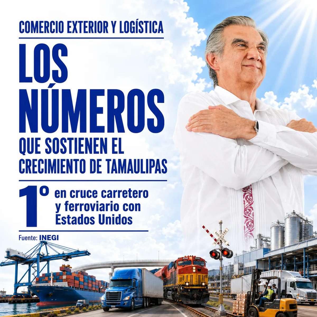 NewsBorder67's tweet photo. Primero en comercio carretero, primero en ferroviario y tercero en actividad marítima. Así se entiende el crecimiento de 5.2% que reportó el INEGI para Tamaulipas. https://t.co/Ro9O09XQks