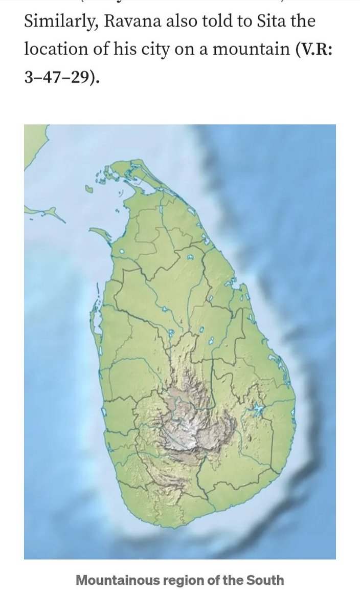 jayasartn's tweet photo. Where exactly was Ravana’s Lanka? Was it somewhere in the Narmada  region, as some researchers claim?

The Azhwars give a clear answer.

In 25 hymns, they refer to Ravana’s Lanka as being in the south. Thondaradipodi Azhwar, in Thirumalai (19), places Lanka to the south of Srirangam. Nammalwar, in Thiruviruththam (77), also describes Lanka as being in the southern direction.

The Azhwars mention Lanka in 134 hymns, of which 22 describe it as surrounded by the sea. The Valmiki Ramayana too places Lanka across the sea; Ravana himself tells Sita that Lanka is in the midst of the sea (VR 3.47.29).

The Azhwars’ testimony is just one among the many primary references I have examined. Please refer to my article here to know more about Ravana’s Lanka: Locating Ravana’s Lanka https://t.co/Bc4BTj5D72
For complete details, refer my book Ramayana 5114 BCE