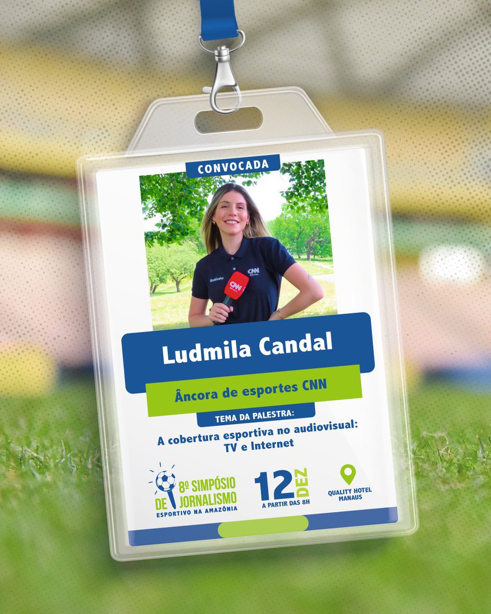 simposioam's tweet photo. 🔵🟢 MAIS UMA CONVOCAÇÃO!
O 8º Simpósio de Jornalismo Esportivo na Amazônia apresenta Ludmila Candal, âncora de esportes da CNN Brasil!🎙️⚽
Estreando no #SimposioAM, Ludmila vai palestrar sobre: 🎥 “A cobertura esportiva no audiovisual: TV e Internet” https://t.co/Zs9Lx54y7q