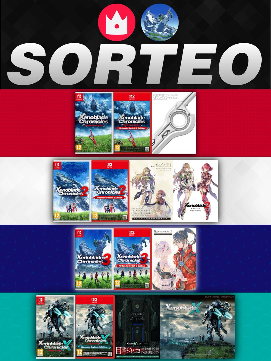 Xenoblade_Spain's tweet photo. 🎁 SORTEO 🎁

¡Sorteamos uno de los siguientes productos de la serie Xenoblade Chronicles (juegos de Nintendo Switch y Nintendo Switch 2, libros de arte y bandas sonoras, a elegir)!

✅ Sigue a @Xenoblade_Spain y @wakkapoficial
✅ Repostea este post

🗓️ Fin 12/08/2026