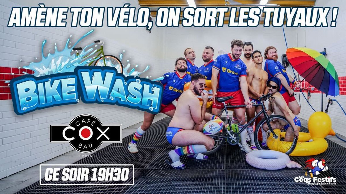 lescoqsfestifs's tweet photo. Parfait, et pensez à amener tous vos #vélos ce soir au Cox pour les faire laver !!! 🧼 🚲
#bikewash https://t.co/U70jzcq77o