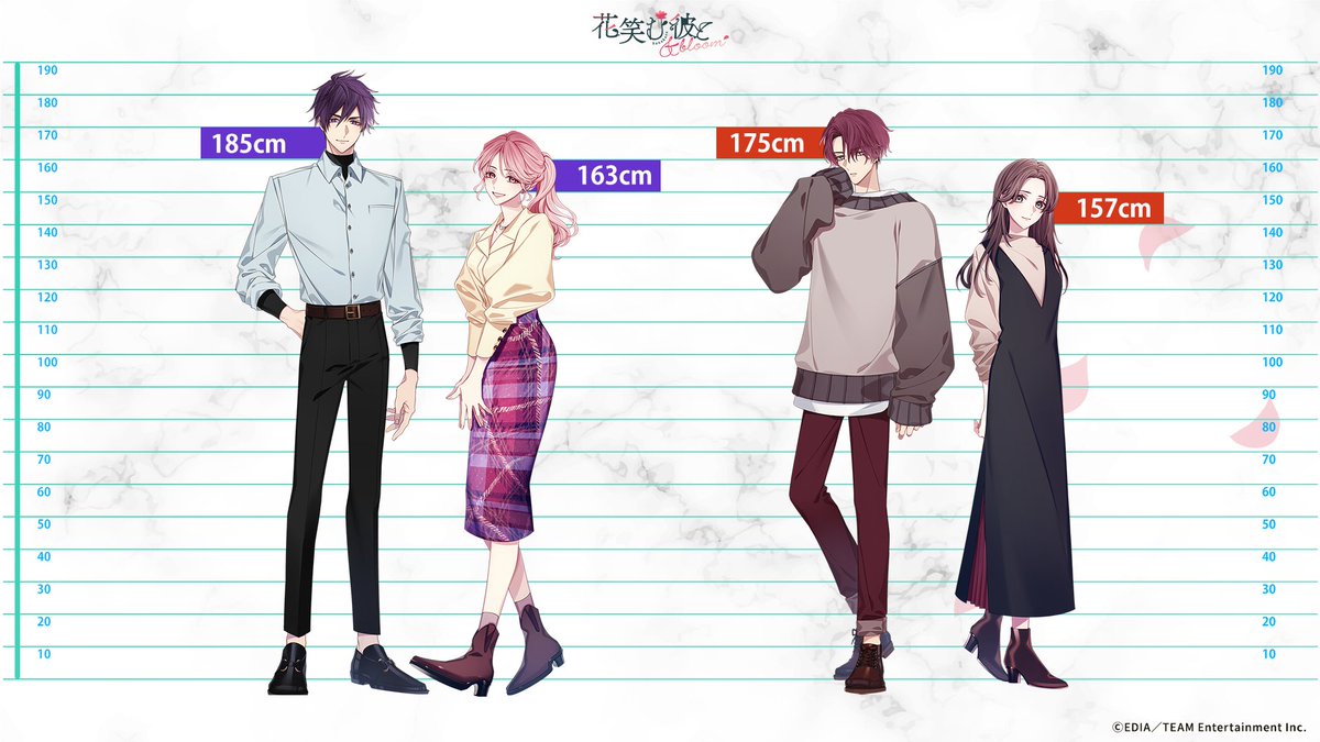 hanakare_ml's tweet photo. 💐花笑む彼と💐

  キャラクター 身長表公開📏
ꕥ━━━━━━━━━━━ꕥ

市毛北斗：185cm
アネモネ編主人公：163cm

美波天弥：175cm
南天編主人公：157cm

#ハナカレ https://t.co/pnRbyCFmWs