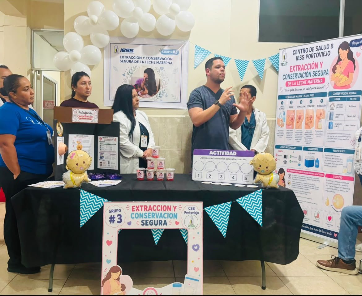 IESS_Manabi's tweet photo. #IESSteCuida | En el Centro de Salud B Portoviejo brindamos una charla por la Semana Mundial de la Lactancia Materna, enmarcada en la extracción y conservación segura de la leche materna 🤱🍼. https://t.co/ZDSYOaj6qQ