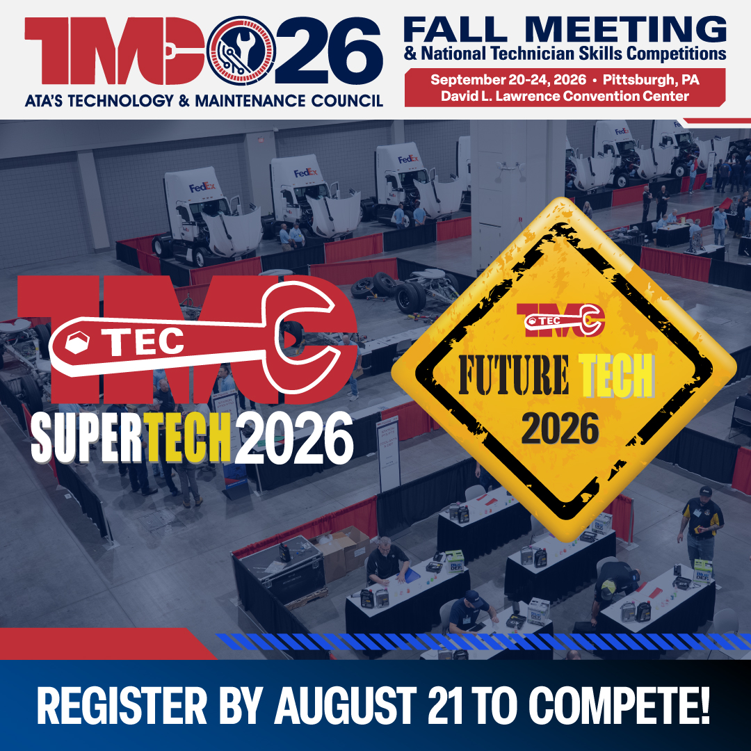TRUCKINGdotORG's tweet photo. ๐ #TMCSuperTech26 is where the trucking industryโs top #fleet professionals and commercial vehicle technicians come together to test their skills, sharpen their expertise, and learn through hands-on competition. Join @TMC4Trucks this September in Pittsburgh, PA, to compete with the best of the best!
๐ Register: https://t.co/afdxndCb8Q