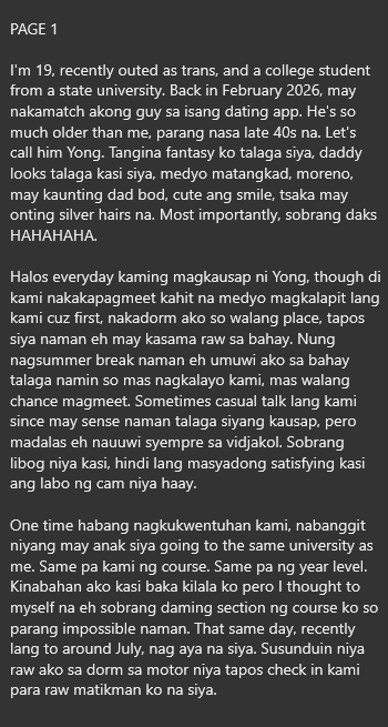 AlterOfan83223's tweet photo. Daddy pala ng Classmate nya yung Fantasy Daddy ni Bagets na Trans

Pages 1-3
Sender: Trans19

#ConfessionOfanAlter1036
#MarriedGuy https://t.co/xukDudbbFd