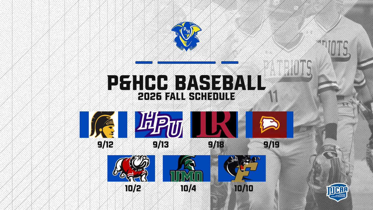 PHCC_Baseball's tweet photo. Your Pats are BACK in action with a jam-packed fall showcase circuit!
Come check out the Pats as we kick off the fall on September 12th!
#PHamily ✖️ #RollPats https://t.co/VloiBOclxo