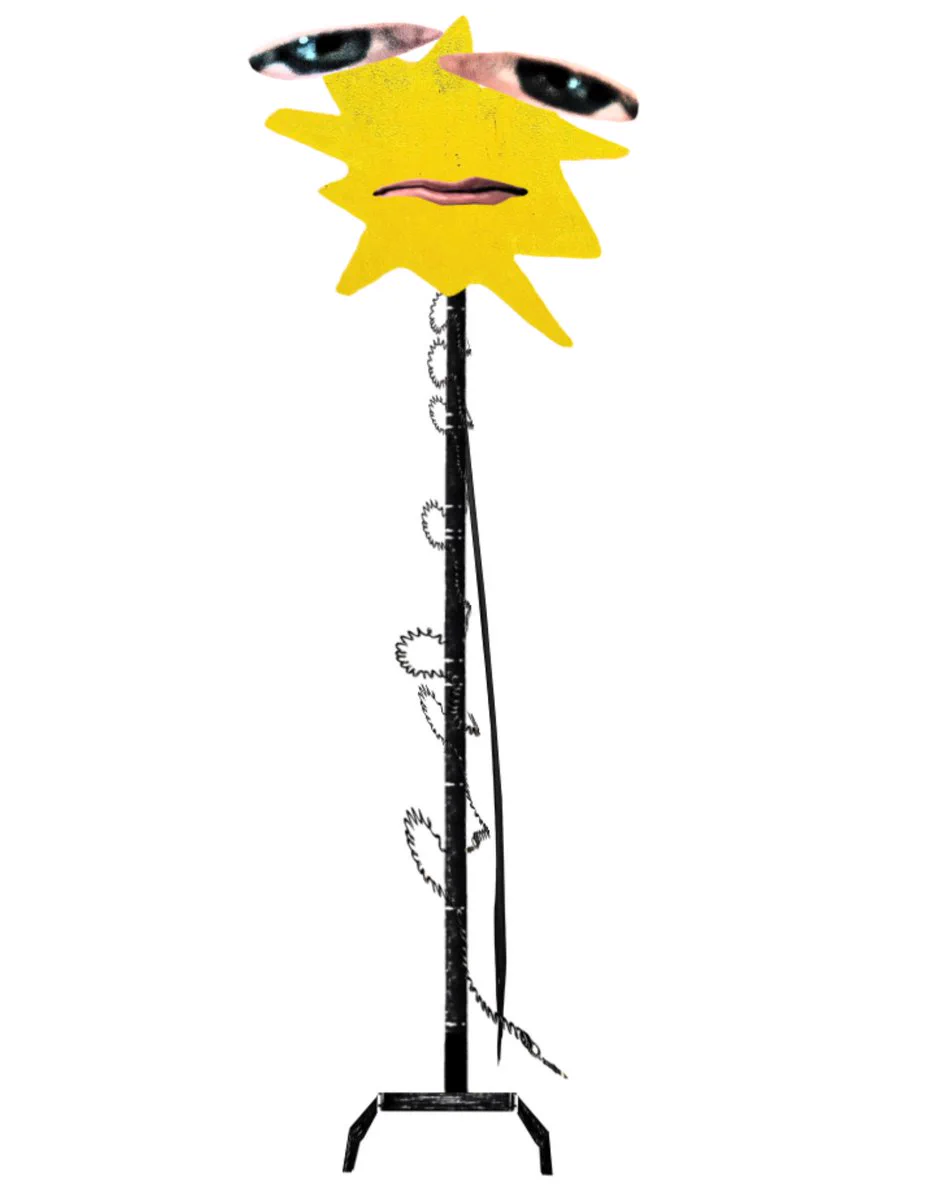 Letresla has the body of an electric pole with cables wrapped around it. She has a long and thin black arm and her feet are made of wood. Her head is a deformed star shape. Her eyes on the up-sides of it and her deformed mouth on the centre.