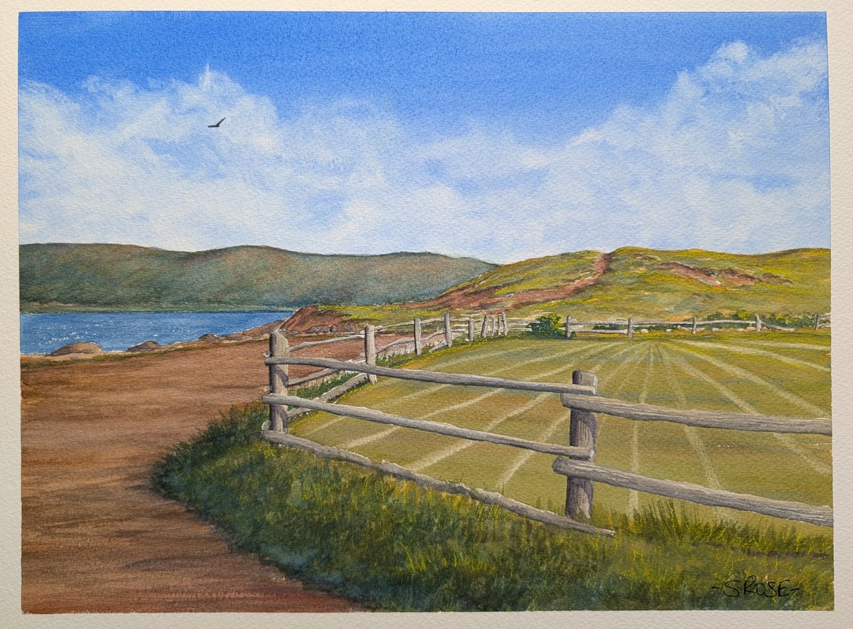 SamRoseArt's tweet photo. Fence Study, Gros Morne, Western Newfoundland in watercolour. https://t.co/scMNFKlk9U