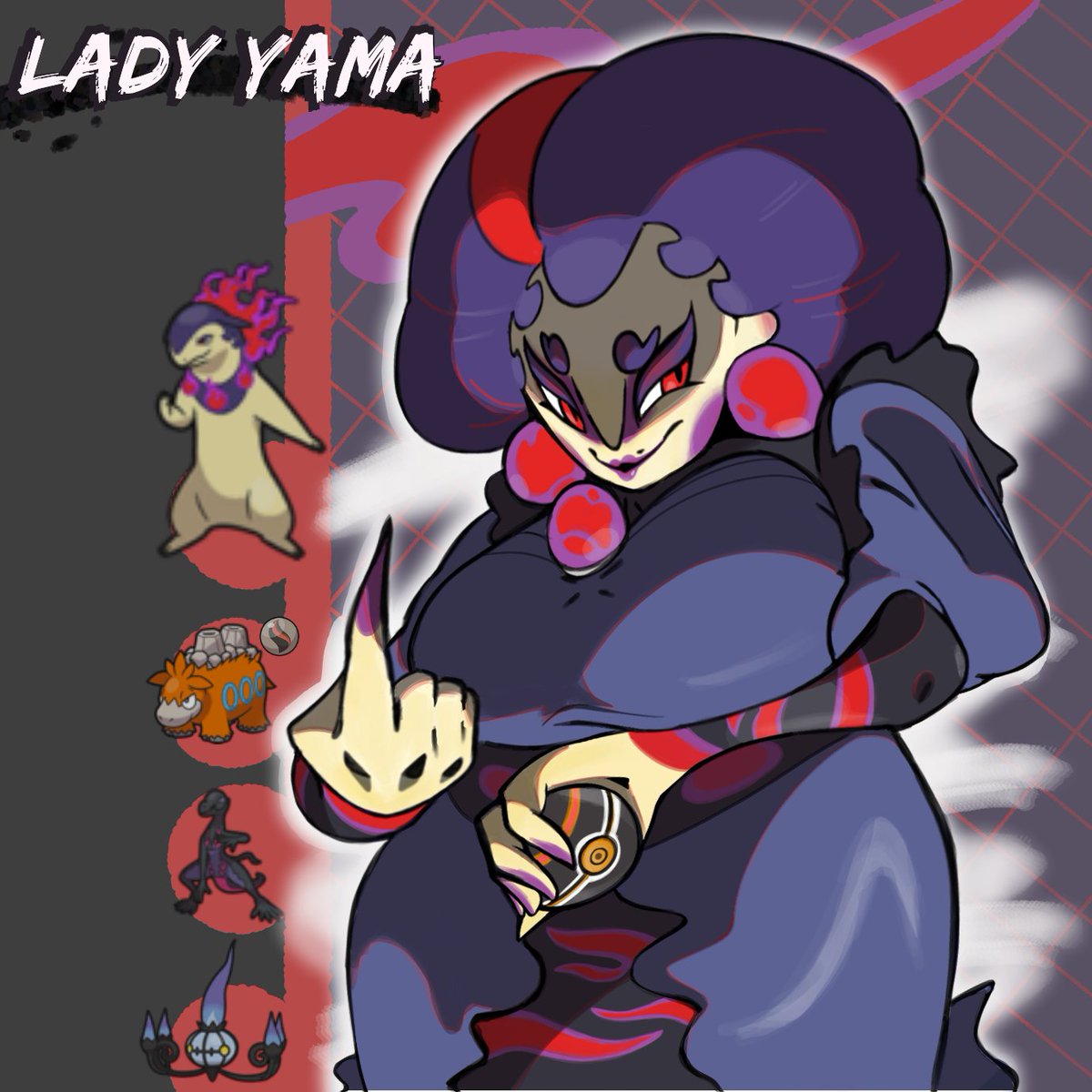 fakemongos875's tweet photo. Presenting my first Poke-Gajinka! 
Meet Lady Yama❤️💜!!
#Pokemonart https://t.co/H2N3j4JEdy