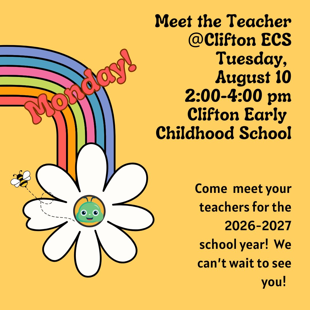 CliftonECS's tweet photo. Your teachers are waiting for you! Come see us on Monday afternoon! #cliftoncan #beethere https://t.co/oQlIAreBqh