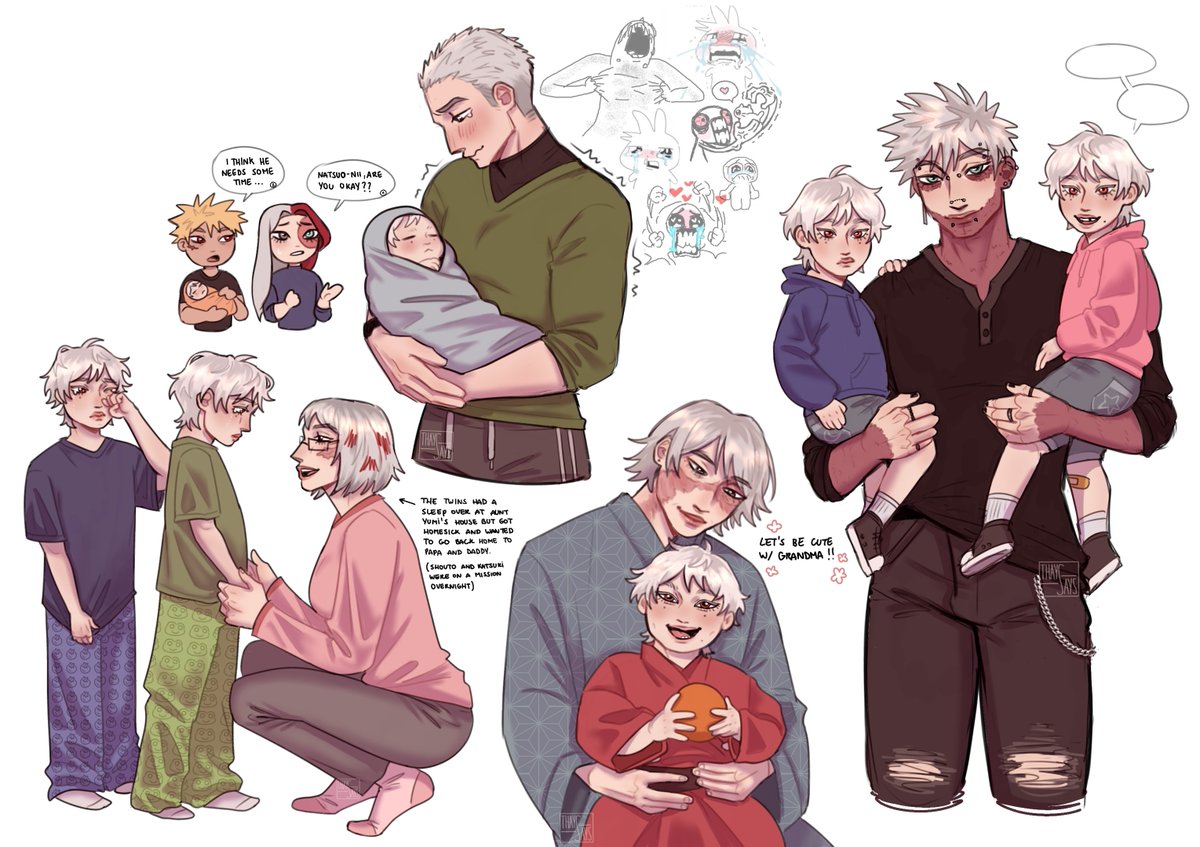 thaysays_'s tweet photo. the twins with the todoroki family!!! 🥺 (natsuo had a religious experience holding baby yuuta) https://t.co/HoUIGVM6p1