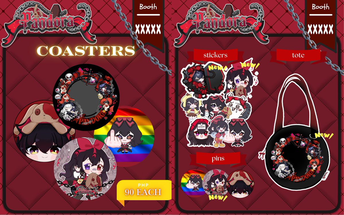 pandorawasthere's tweet photo. 🎀OSHICON AND ONLIVE CATALOGUE🎀
[THREAD]

(1)Here is the full catalogue for Pandora Merch I'll be selling at #Oshicon and #OnLive2026 ❗️❗️💕

Pre-orders are closed but you can still reserve by DMing me here on X or on discord! <3  

I poured my heart on these merch and worked with wonderful artists--- so get your swaggg at @cklbph 's booth ! We will be at BOTH events so you won't miss it!

Buying my merch helps support the performances I bring out so do get a few if you have time 🥺