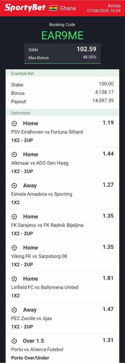 GameAnalyst3's tweet photo. Weekend 100+ Odds

Sportybet code: EAR9ME https://t.co/umT0ltpNH9