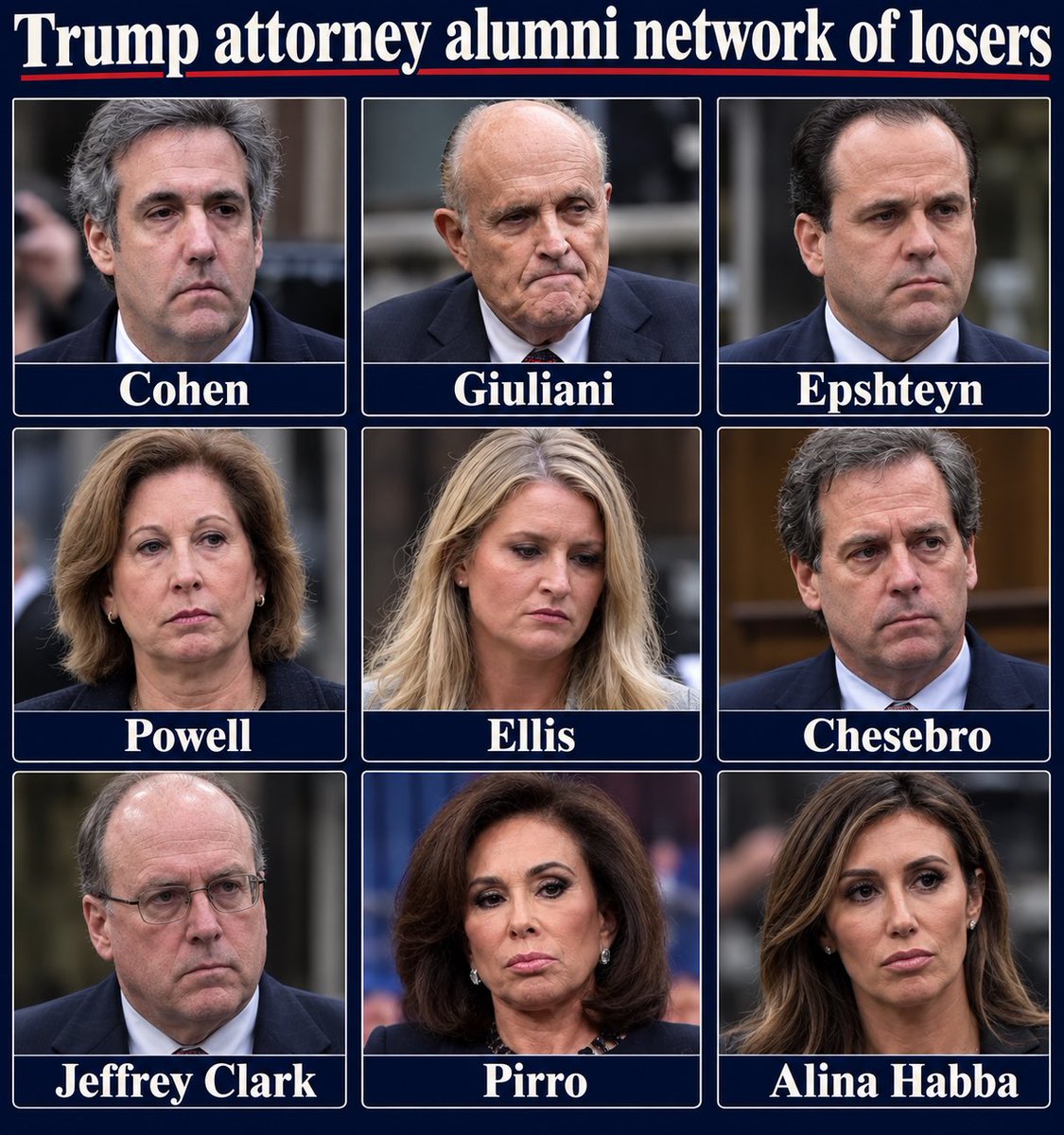 PoptartConsult's tweet photo. Can’t feel bad 4 #JeaninePirro
She knew ALL #Trump lawyers leave w/ career-ending consequences.
She made her deal w/ the devil
& deserves her new hell. Welcome HER to Trump’s alumni network of losers:
#Giuliani, #Eastmam, #Ellis, #Cohen, #Powell, #Cheesebro , #Clark, #Habba, https://t.co/8wNsXYvxGP