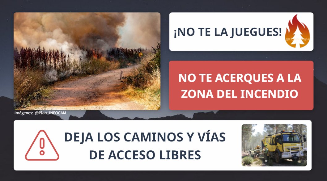 El_Batefuegos's tweet photo. CONSEJOS. CARRETERAS / CAMINOS
Extreme la precaución si se encuentra en las cercanías del incendio forestal :
- No se acerque
- Evite las carreteras cercanas

POSIBLE afectación al tráfico rodado.
🔴 #IFNiebla #Huelva 
ACTIVO
Situación operativa 1.
