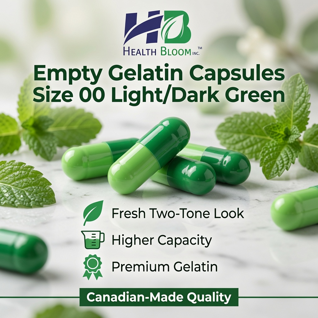 HealthBloomInc's tweet photo. Light/Dark Green Size 00 Empty Gelatin Capsules 
🟢 Natural custom style. Canadian-made. 
#GreenCapsules https://t.co/YFOfvoBrZP https://t.co/zzliuROMFP
