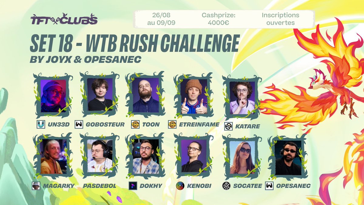 GobosteurTFT's tweet photo. Au début de set, il y aura le WTB Rush Challenge! 

11 Pros vont drafter leur équipe de 3 joueurs (Un Master+, un emeraude et un de la commu) pour s'affronter lors d'un rush ladder en équipe! 

inscrivez vous avec le lien sous ce tweet dans mon équipe pitié j'ai besoin d'amis svp :