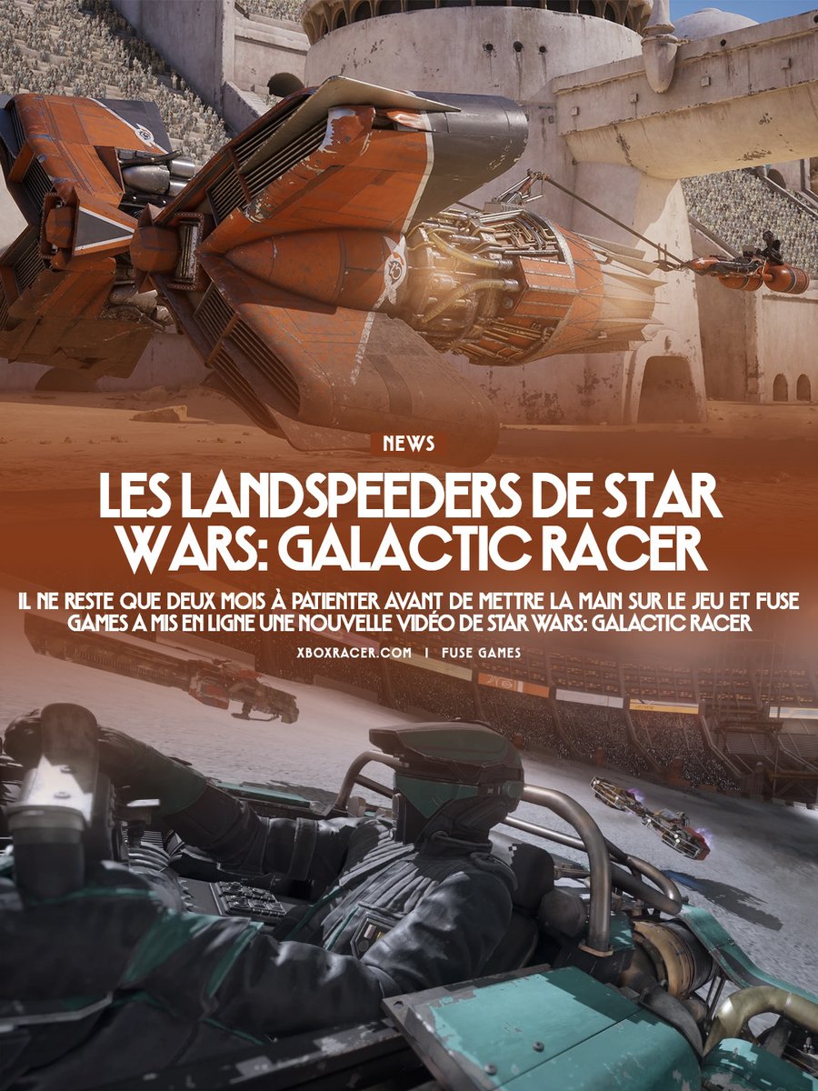 xboxracer's tweet photo. Il ne reste que deux mois à patienter avant de mettre la main sur le jeu et Fuse Games a mis en ligne ce vendredi une nouvelle vidéo de Star Wars: Galactic Racer
@Fuse_Games #FuseGames #StarWarsGalacticRacer
▶ Lien en commentaire
▶ Retrouvez l'article sur le site https://t.co/p9pwXUKSqM
