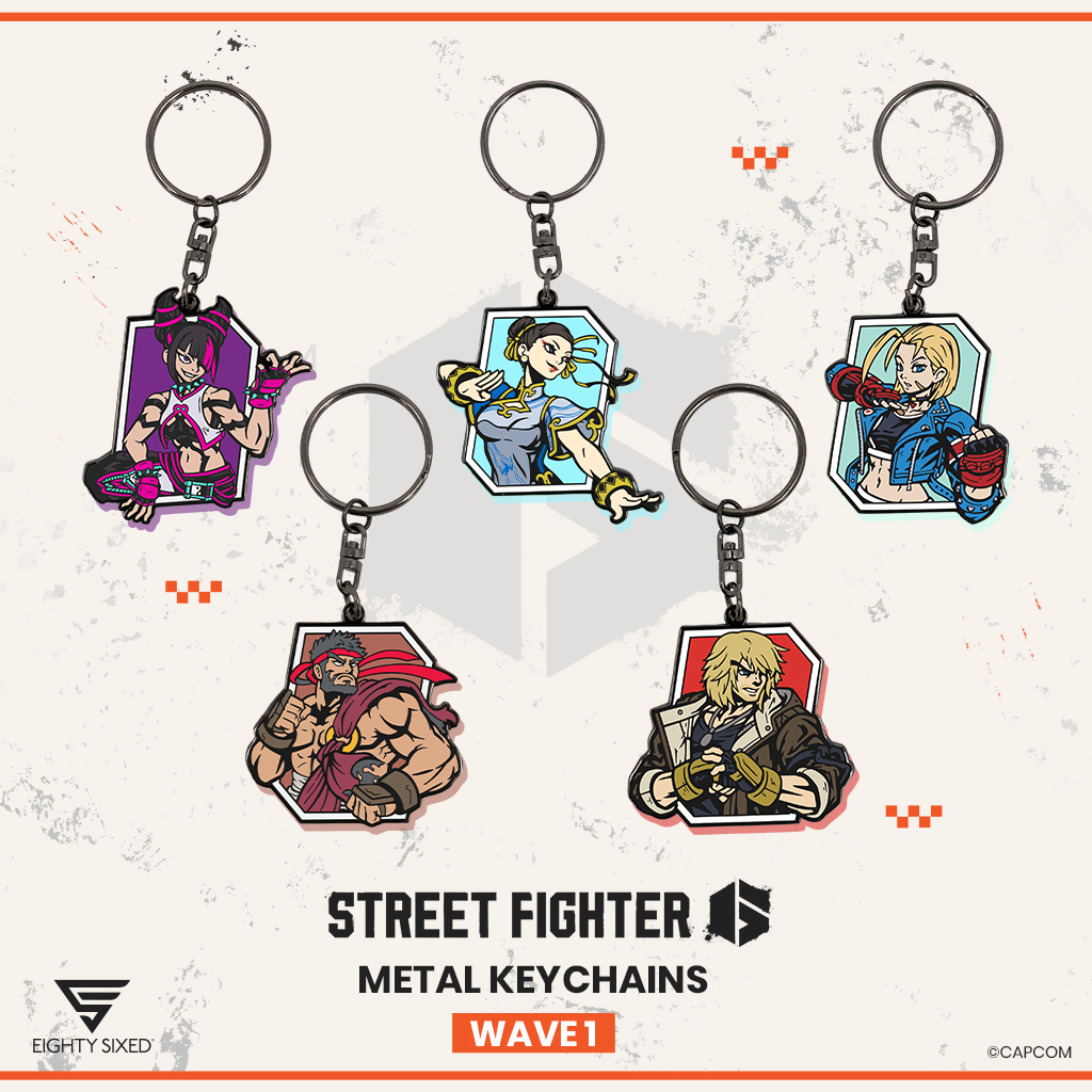 EightySixed's tweet photo. 🔥👊Our first wave of officially licensed @StreetFighter  metal keychains are now available!

Featuring Ken, Ryu, Chun-Li, Cammy, and Juri, pick your main and collect yours now! https://t.co/A4UUZQDAoz