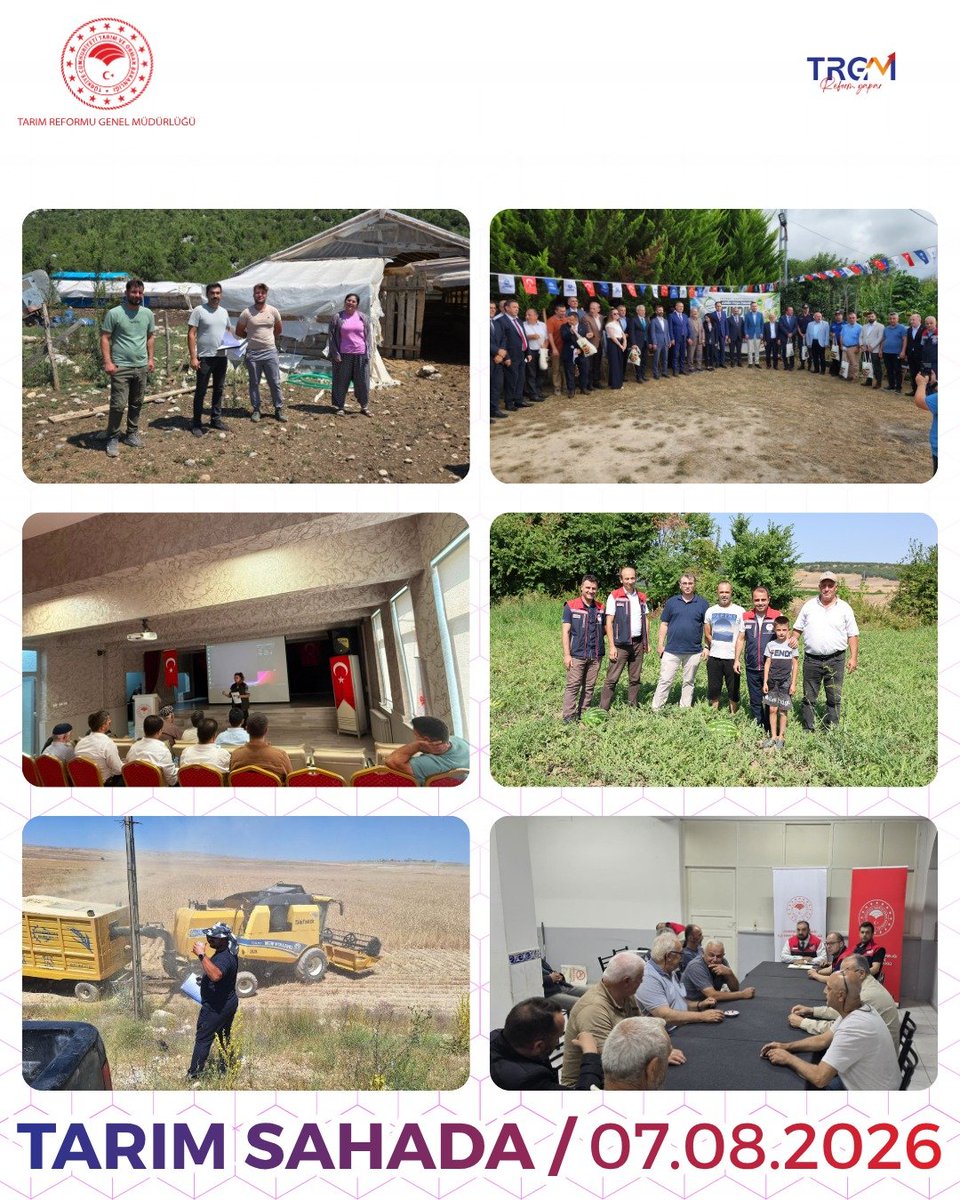 trgmresmi's tweet photo. #TarımSahada 8️⃣5️⃣. Buluşma 🤝

​🌾 Geleceğin Üretimini Sahada Birlikte Planlıyoruz! 🚜
​
"Cuma Buluşmaları" kapsamında bir kez daha personelimiz ile üreticilerimiz bir araya geldi. Görüşmelerde öne çıkan başlıklar;

📊 Tarımsal Üretim Planlaması: Bölgelerimizin toprak yapısına, su kaynaklarına ve iklim koşullarına en uygun, sürdürülebilir üretim modelleri değerlendirildi.
✅ Tarımsal Desteklemeler: Üreticilerimizin emeğini güçlendirecek güncel hibe, prim ve tarımsal destekleme modelleri hakkında detaylı bilgilendirmeler yapıldı.
🔥 Orman Yangınlarıyla Mücadele: Son dönemde insan kaynaklı artış gösteren orman yangınlarına karşı alınabilecek önleyici tedbirler, saha güvenliği ve yang��n sonrası yapılması gereken rehabilitasyon adımları çiftçilerimizle paylaşıldı.
​Ormanlarımızı korumak da tarımsal geleceğimizi güvenceye almak da hepimizin ortak sorumluluğu. 

Sahada alın teri döken tüm üreticilerimize ve çalışma arkadaşlarımıza teşekkür ederiz.

@TCTarim