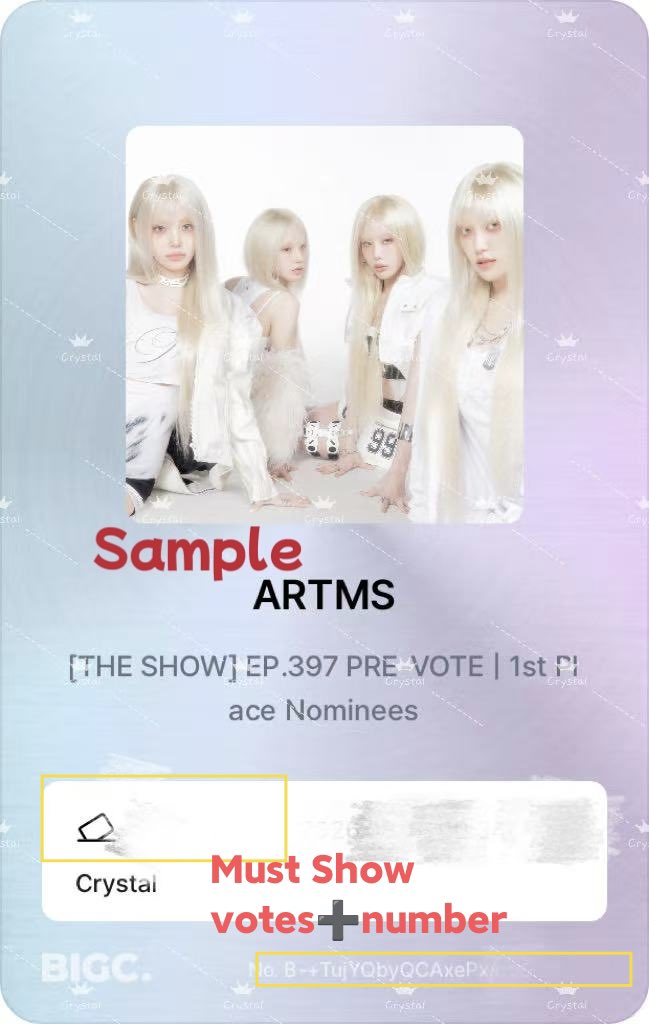 Crystal_1XOXO's tweet photo. #ARTMS #아르테미스
GA PRE-VOTE Objekt Giveaway

Vote for ARTMS in THE SHOW EP.397 PRE-VOTE ON BIGC APP
 
TIER 1 —— 9 DCO (30 VOTES)
1 entry = 30 votes
TIER 2 —— Haseul pola 【When ARTMS wins】 (1000 VOTES)
1 entry = 1000 votes

Repost➕Reply with a screenshot with Cosmo ID https://t.co/nHcPCP3IdK