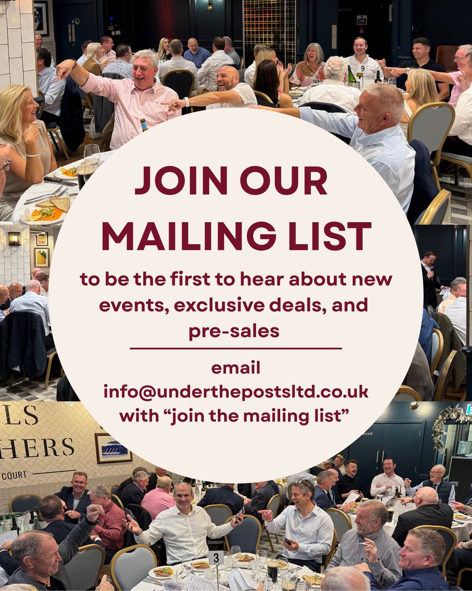 under_the_posts's tweet photo. Be the first to hear about our events, and have access to exclusive deals and pre-sales by joining our mailing list! 

Email info@underthepostsltd.co.uk with “join the mailing list” https://t.co/B6axGdWUkw