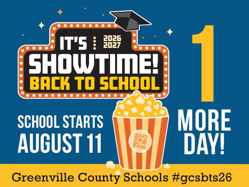 gcschools's tweet photo. Tomorrow is the big day - the first day of school for 2026! Don't forget to snap a photo of your student with one of our Back to School signs and send it to facebook@greenville.k12.sc.us. Download your signs here: https://t.co/vFmJdQnzrh https://t.co/YYouC1koIV