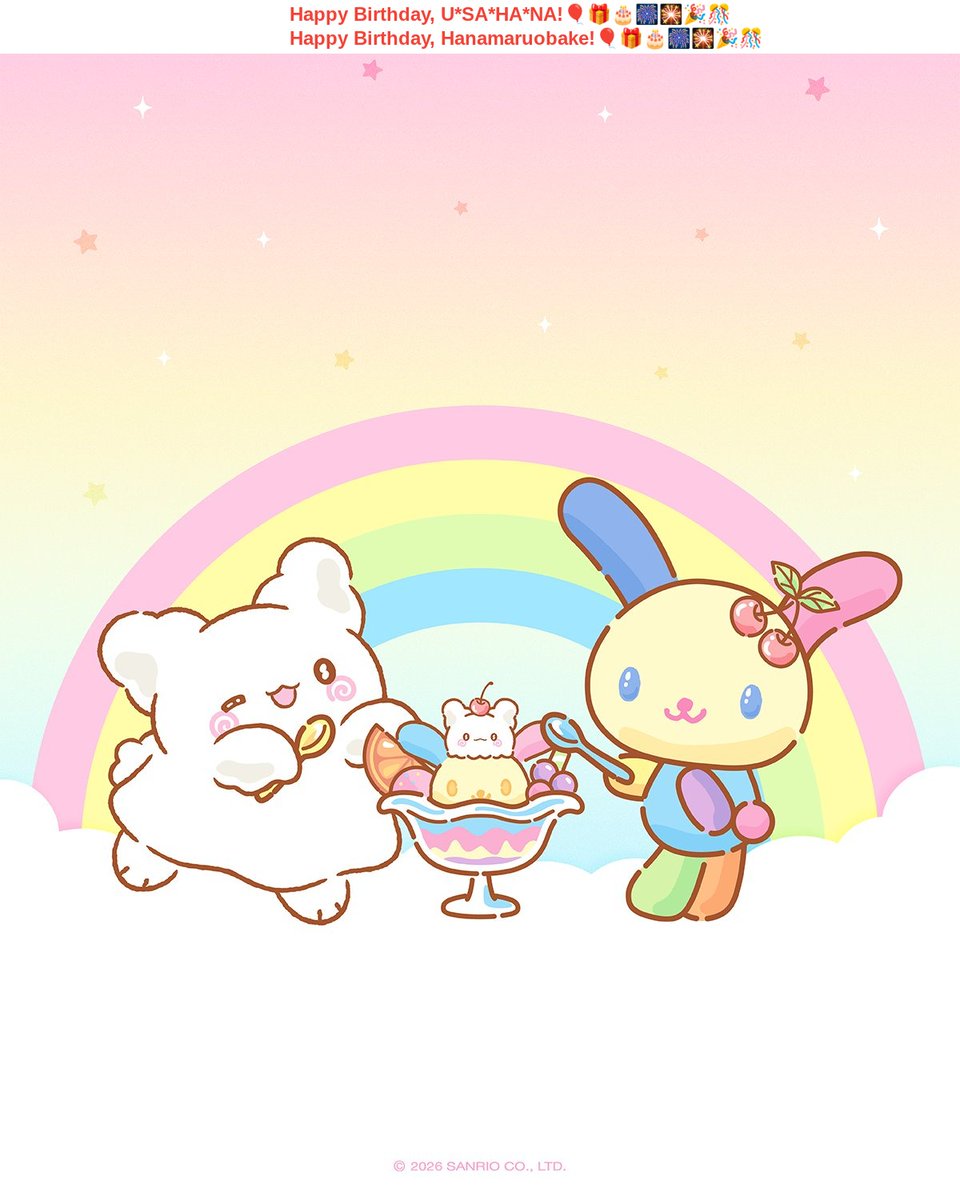 SUZYKRCIVOJ's tweet photo. @sanrio Happy Birthday, U*SA*HA*NA!🎈🎁🎂🎆🎇🎉🎊 Happy Birthday, Hanamaruobake!🎈🎁🎂🎆🎇🎉🎊 https://t.co/zucgI0HxjR