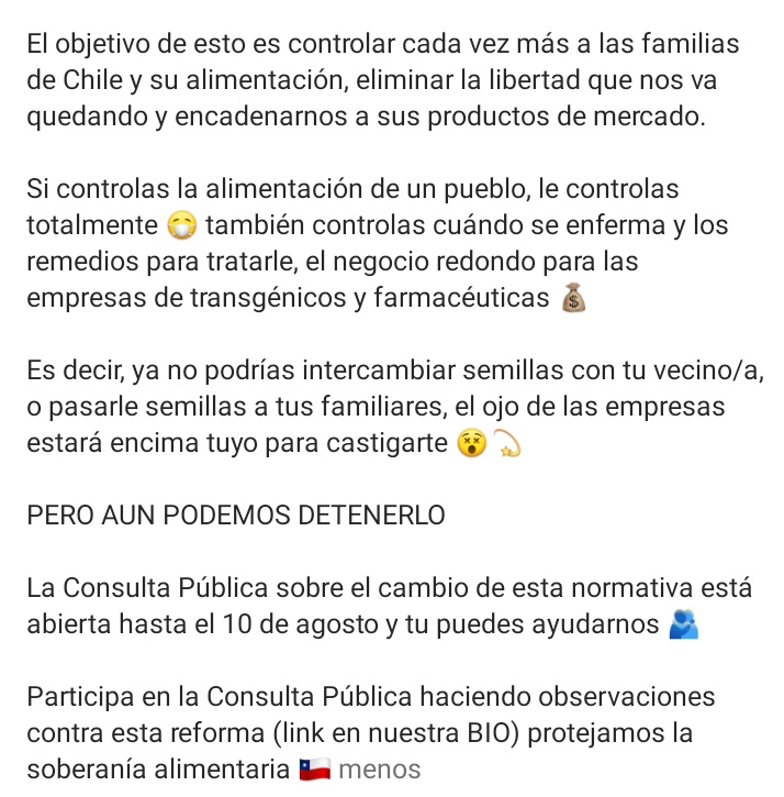 PattylaVida's tweet photo. Di NO entra al https://t.co/nF3SwvN8yx con tu clave unica y di NO a la Privatizar de SEMILLAS CHILENA. Porque una trasnacionales se quieren adueñar de lo que comemos.. Las comunidades originarias de chile, hace trueque por millones de años. Solo hasta 10/08/26 compartan rapido https://t.co/hlHyWFAjkY