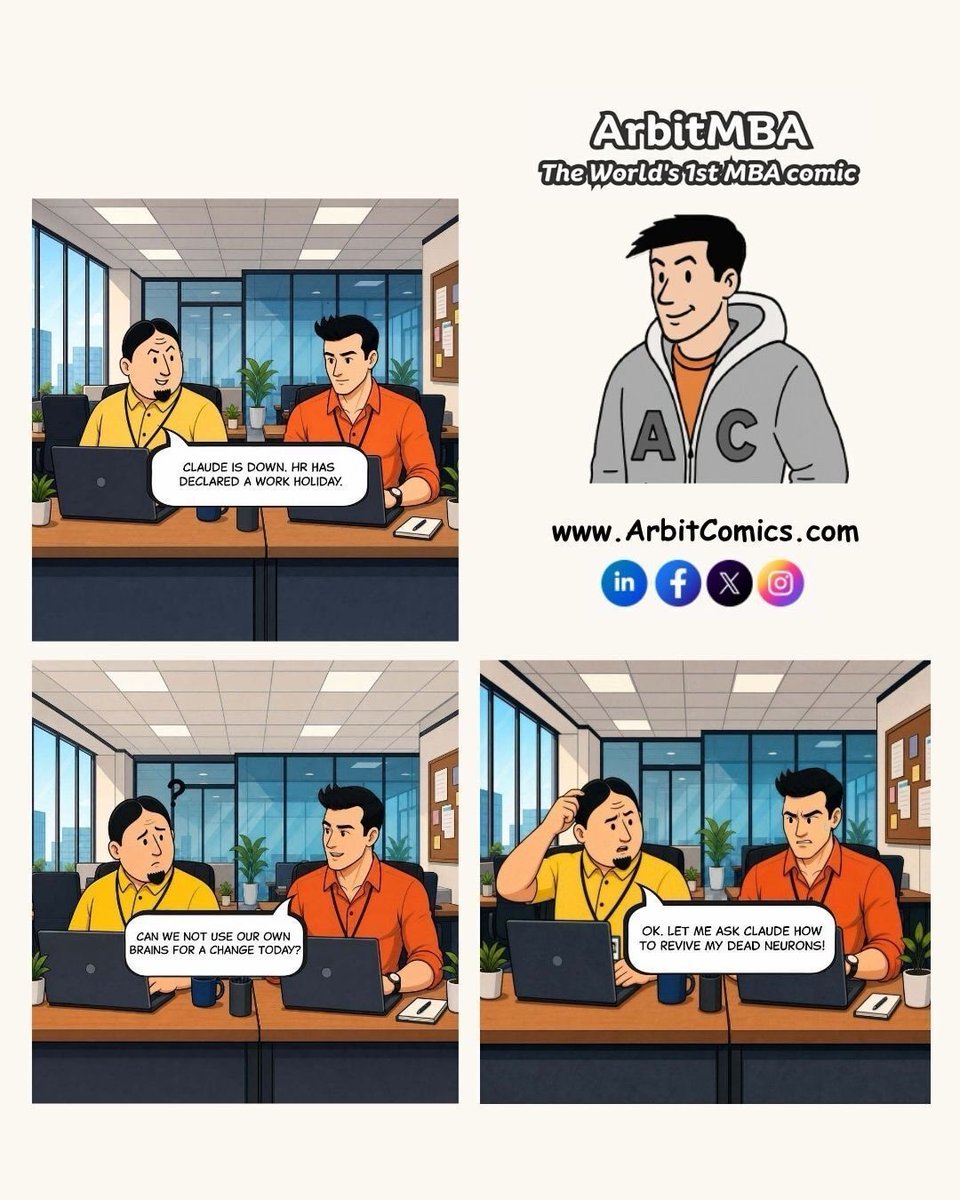 ArbitMBA's tweet photo. Office AI Life ...
#AIatWork #OfficeLife #CorporateHumor #TechMemes #ArbitMBA https://t.co/6tQ35EWzbU