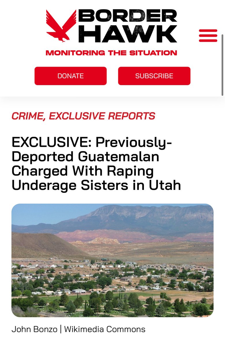 MarinasHammer's tweet photo. The truth emerges. 

GUATEMALAN pedophile invader - who has been DEPORTED ONCE BEFORE- charged with r*ping two children under 14 in Hurricane, UT. 

I’m far beyond wanting them deported. 

Read more: https://t.co/lxjwsrWpxT https://t.co/zklrmccBZt