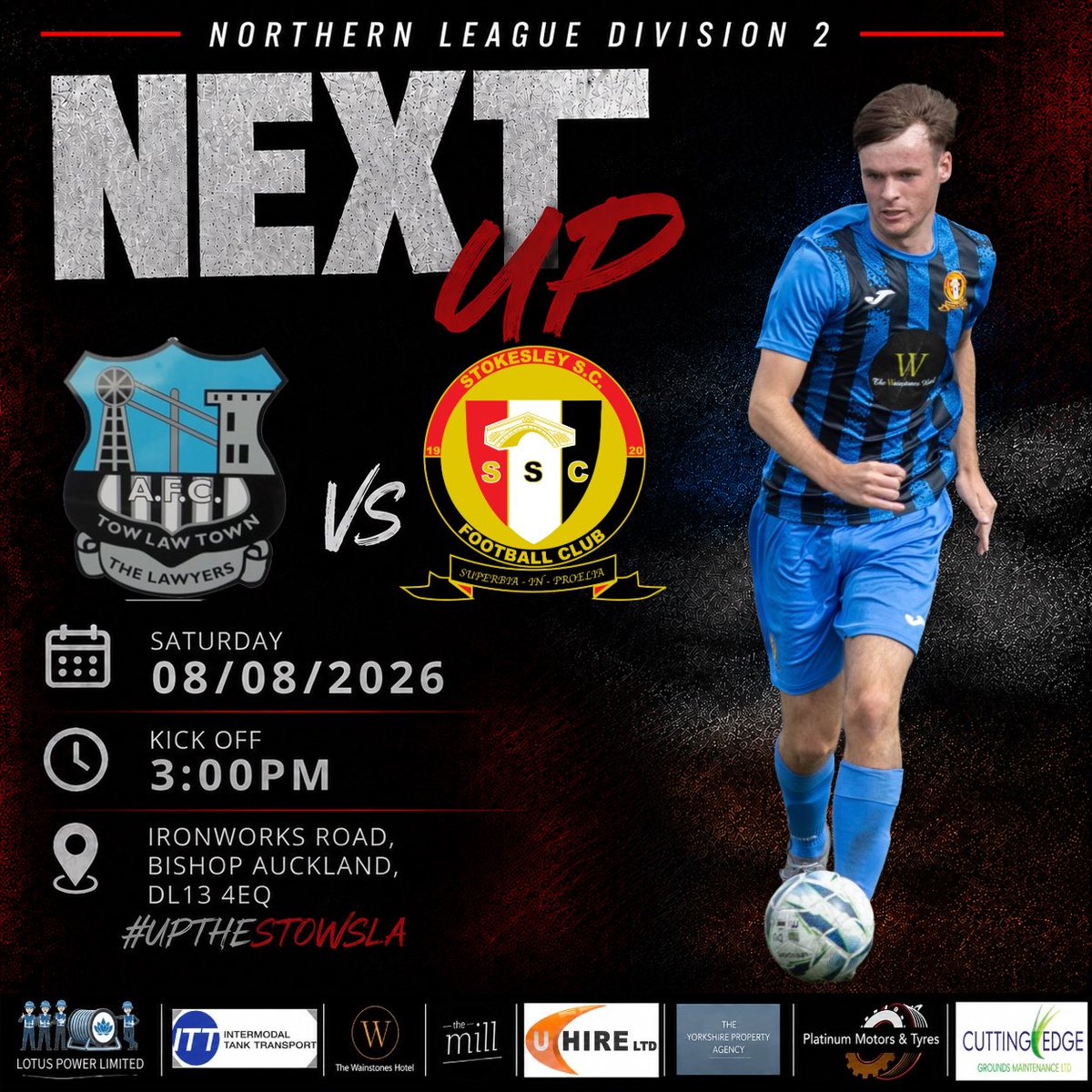 StokesleySCFC's tweet photo. We head to Ironworks Road tomorrow afternoon to face The Lawyers ⚽️

Tow Law sit 3rd in the table after an unbeaten start, another tough game for Stowsla but another we can live with. Support always appreciated! 👍

@Towlawtown 🆚 Stokesley SCFC

#UPTHESTOWSLA

🔴⚫️ https://t.co/D7tgw2so3I