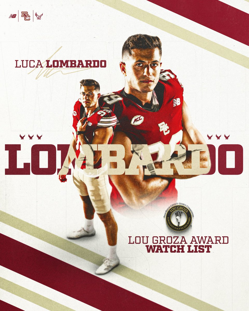 BCFootball's tweet photo. Eyes on #99 👀 

Congrats to Luca Lombardo on being named to the Lou Groza Award Preseason Watch List! https://t.co/3NFx8ljuiI